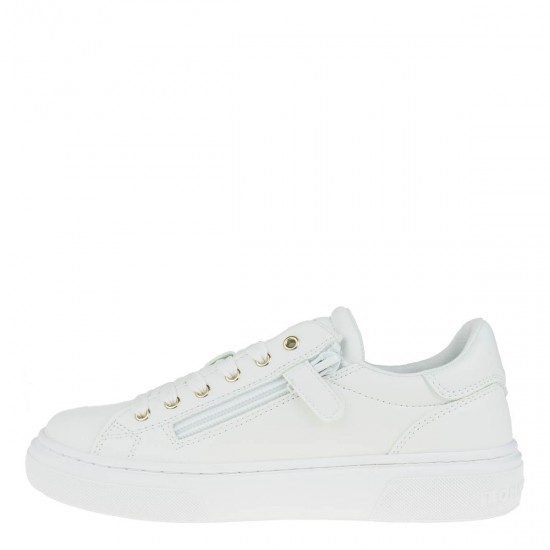 2000373201 Γυναικείο αθλητικό φερμουάρ sneakers δετό λευκό
