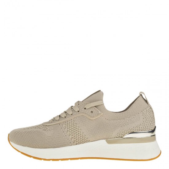 2000384302 Γυναικείο αθλητικό sneakers δετό πλεκτό μπέζ(μεταλιζέ)