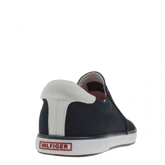 2000385203  Ανδρικό πάνινο slip on παντοφλέ πάνινο μπλέ/λευκό