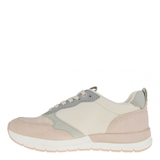 2000386701 Γυναικείο αθλητικό sneakers δετό μπέζ/ρόζ(πλχ)
