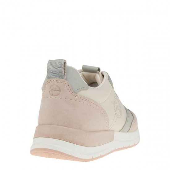 2000386701 Γυναικείο αθλητικό sneakers δετό μπέζ/ρόζ(πλχ)