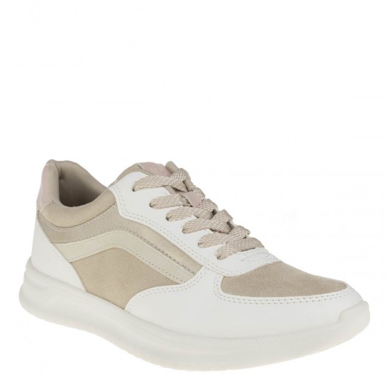 2000387001 Γυναικείο αθλητικό sneakers δετό μπέζ/πούρο(πλχ)