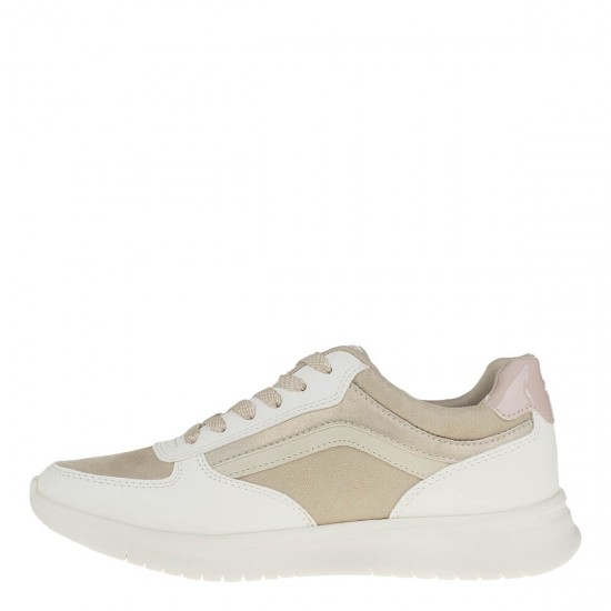 2000387001 Γυναικείο αθλητικό sneakers δετό μπέζ/πούρο(πλχ)