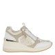 2000387201 Γυναικείο αθλητικό sneakers πέλμα μεσαίο δετό λευκό/πούρο
