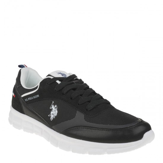 2000390401 Ανδρικό αθλητικό sneakers δετό μαύρο/λευκό