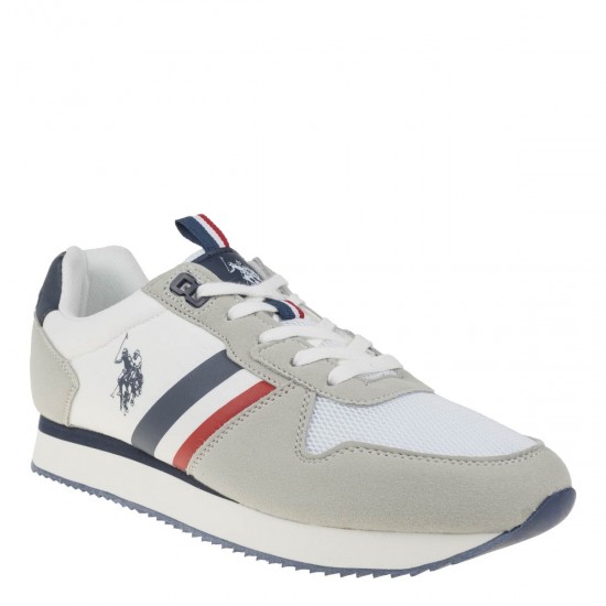 2000393501 Ανδρικό αθλητικό sneakers eco δετό λευκό/μπλέ/κόκκινο