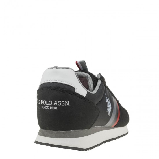 2000393601 Ανδρικό αθλητικό sneakers eco δετό μαύρο/λευκό/γκρί/κόκκινο