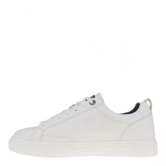 2000394202 Ανδρικό αθλητικό sneakers δετό eco leather λευκό