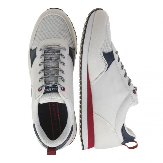 2000396601 Ανδρικό αθλητικό sneakers δετό λευκό/μπλέ/κόκκινο