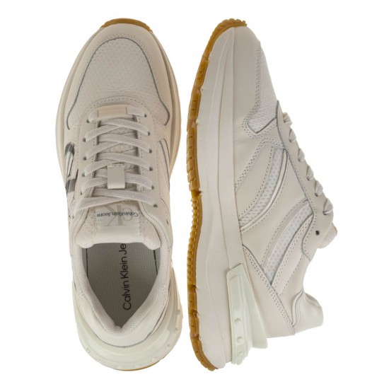 2000397801 Γυναικείο αθλητικό sneakers ck δετό εκρού/μαύρο