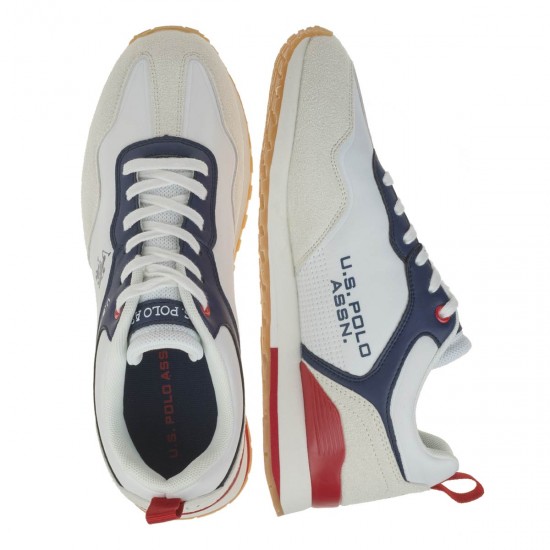 2000399501 Ανδρικό αθλητικό sneakers δετό λευκό/μπλέ/κόκκινο