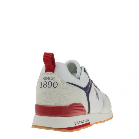 2000399501 Ανδρικό αθλητικό sneakers δετό λευκό/μπλέ/κόκκινο