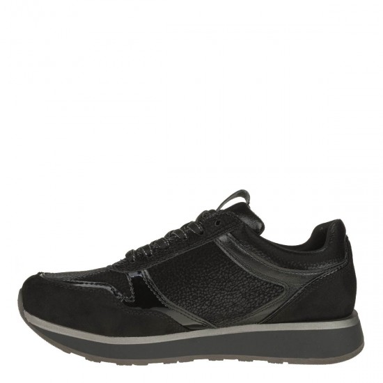 2000462201 Γυναικείο αθλητικό sneakers δετό μαύρο/ατσάλι