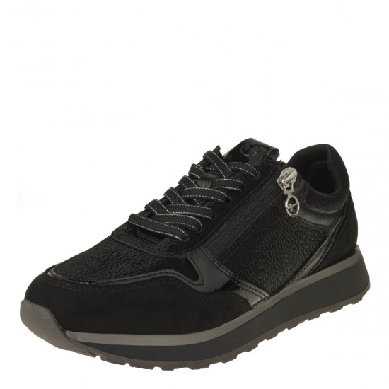2000462201 Γυναικείο αθλητικό sneakers δετό μαύρο/ατσάλι