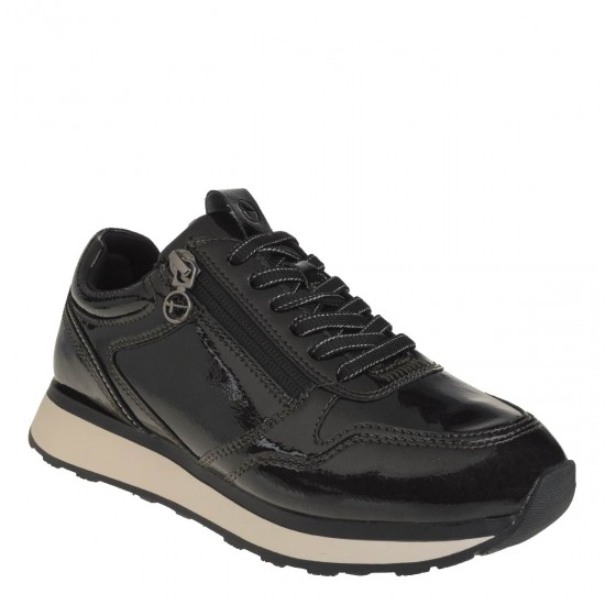 2000462202 Γυναικείο αθλητικό sneakers δετό λουστρίνι γκρί