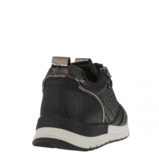 2000462301 Γυναικείο αθλητικό sneakers δετό μαύρο/ατσαλί