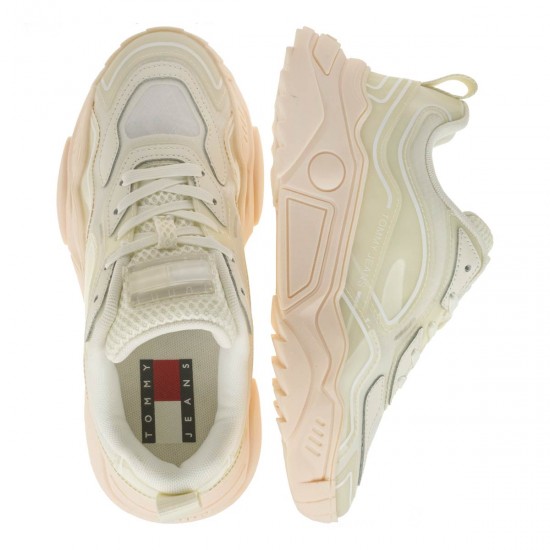 2000463101 Γυναικείο αθλητικό sneakers δετό μπέζ/ρόζ