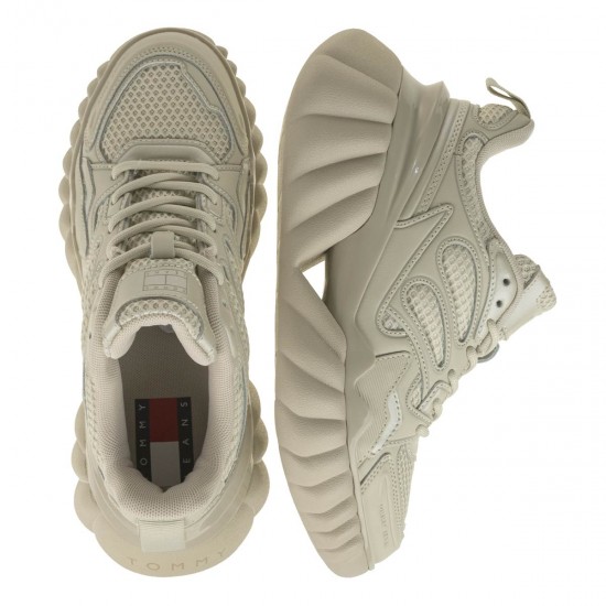 2000463201 Γυναικείο αθλητικό sneakers δετό μπέζ