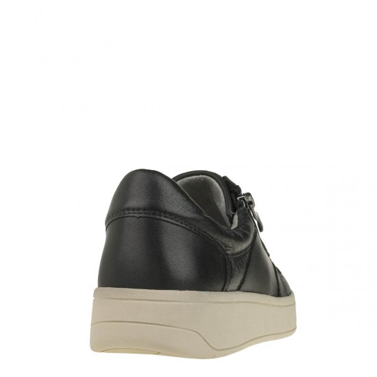 2000465701G Γυναικείο αθλητικό sneakers comfort δετό δέρμα μαύρο
