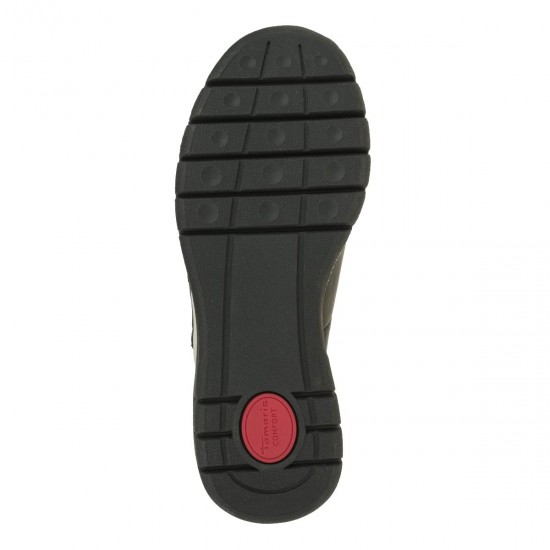 2000469801 Γυναικείο αθλητικό sneakers comfort δετό δέρμα μαύρο/λευκό