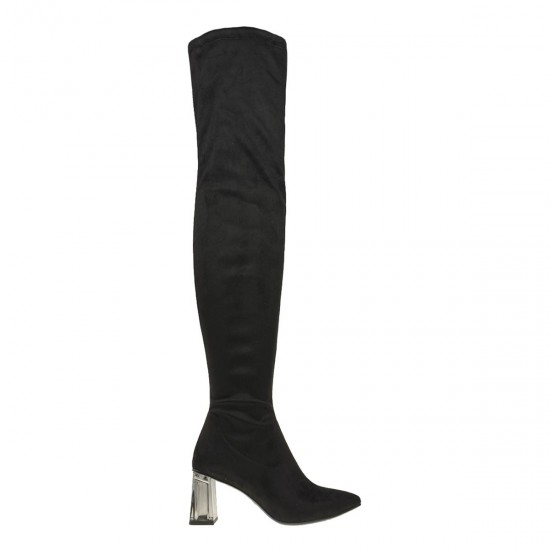 2000471401 Γυναικεία μπότα γόνατο κάλτσα καστόρι μαύρη