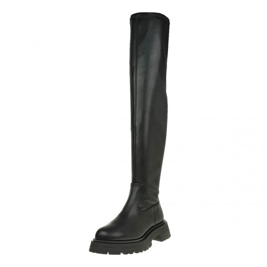 2000471801 Γυναικεία μπότα αρβυλο γόνατο κάλτσα χαμηλή μάτ μαύρη