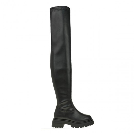 2000471801 Γυναικεία μπότα αρβυλο γόνατο κάλτσα χαμηλή μάτ μαύρη