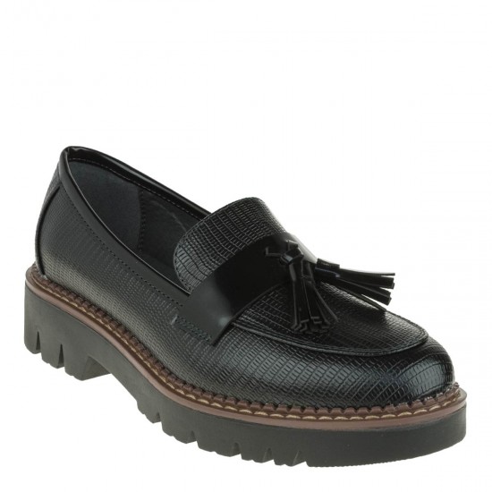 2000478001 Γυναικείο loafers mocassins χωστό μαύρο
