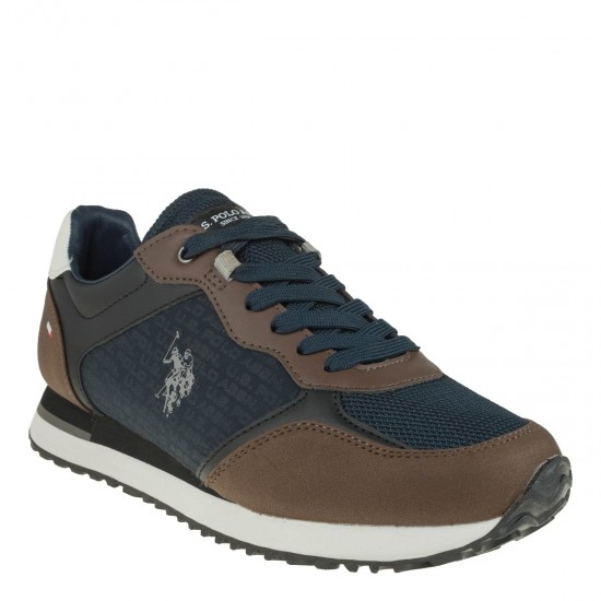 2000478701 Ανδρικό αθλητικό sneakers δετό καφέ/μπλέ