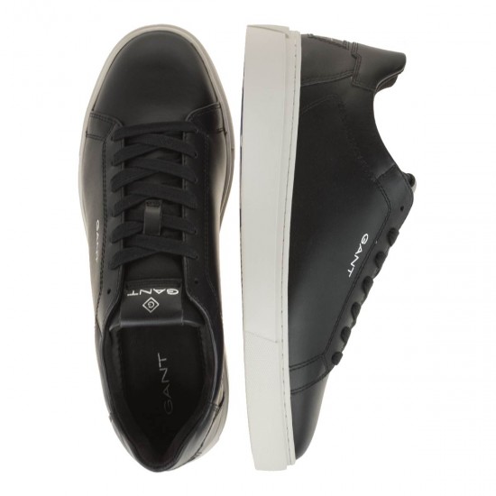 2000472402 Ανδρικό αθλητικό sneakers δετό δέρμα μαύρο/λευκό