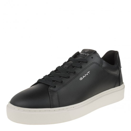 2000472402 Ανδρικό αθλητικό sneakers δετό δέρμα μαύρο/λευκό