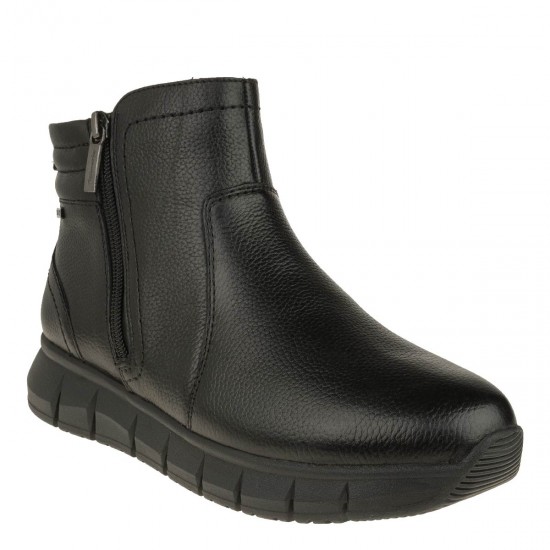 2000482101 Γυναικείο μποτάκι comfort cazual δέρμα μαύρο