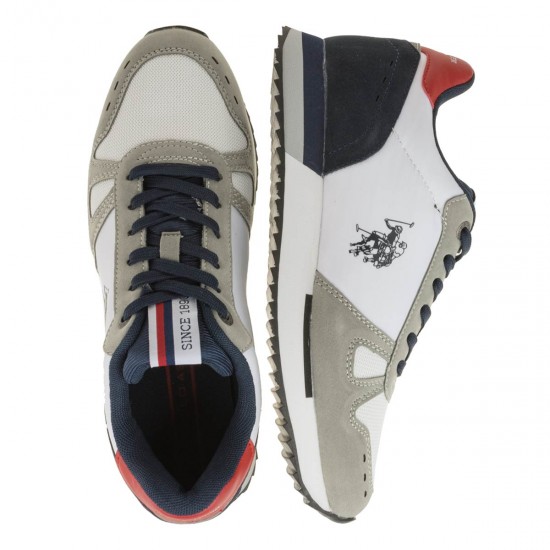 2000488101 Ανδρικό αθλητικό sneakers δετό λευκό/μπλέ/κόκκινο