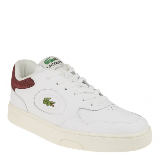 2000488301 Ανδρικό αθλητικό sneakers δετό δέρμα λευκό/μπορντώ