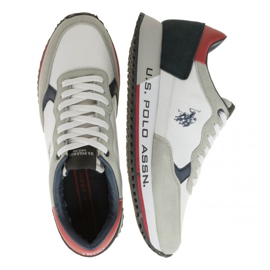 2000490901 Ανδρικό αθλητικό sneakers δετό λευκό/μπλέ/κόκκινο