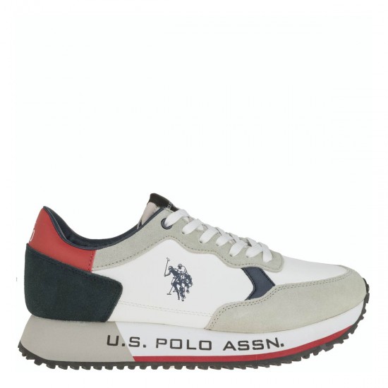 2000490901 Ανδρικό αθλητικό sneakers δετό λευκό/μπλέ/κόκκινο