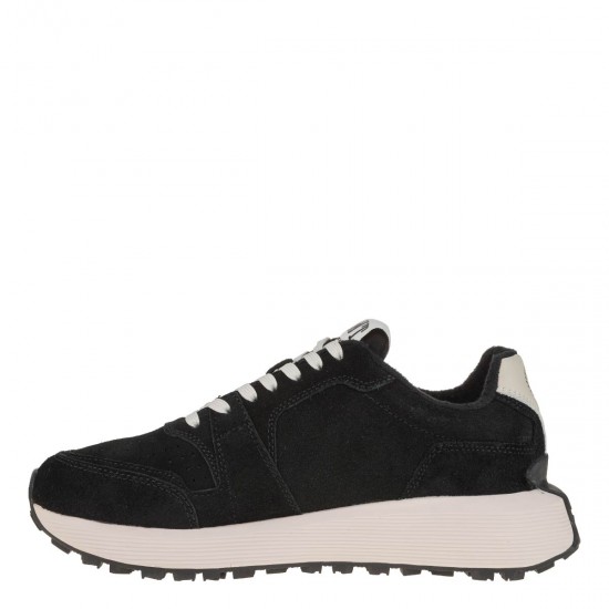 2000497101 Ανδρικό αθλητικό sneakers δετό δέρμα καστόρι μαύρο