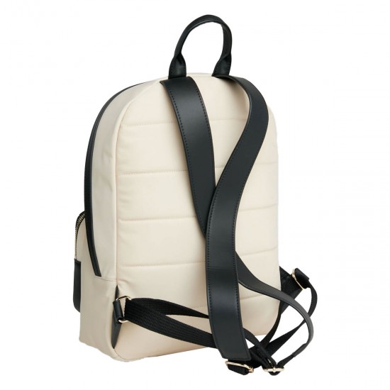 2000501701 Γυναικεία τσάντα πλάτης backpack eco leather μπέζ/μαύρο