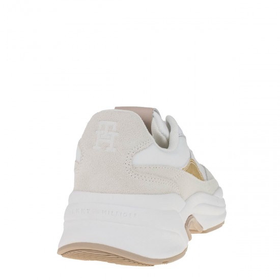 2000502201 Γυναικείο αθλητικό sneakers δετό λευκό/χρυσό