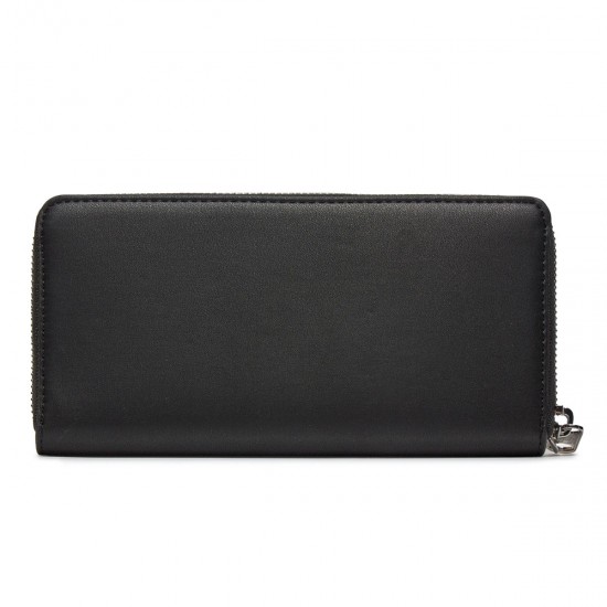 2000503501 Γυναικείο πορτοφόλι μακρόστενο μεγάλο φερμουάρ λογότυπο thj μαύρο