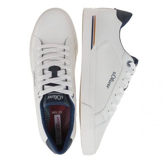 2000514502 Ανδρικό αθλητικό sneakers δετό λευκό/μπλέ