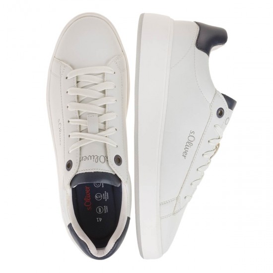 2000515602 Ανδρικό αθλητικό sneakers δετό μάτ λευκό/μπλέ