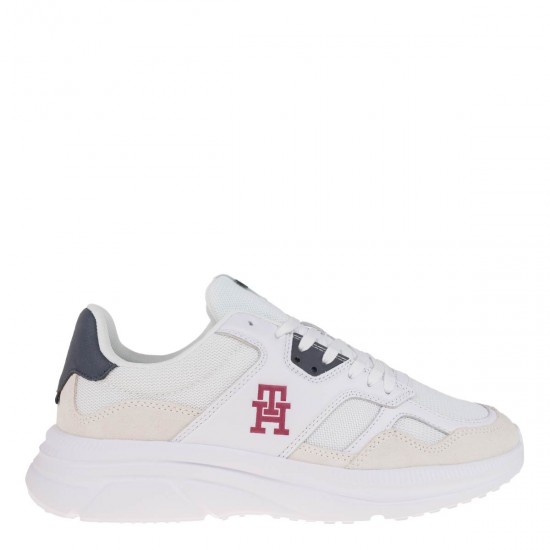 2000516201 Ανδρικό αθλητικό sneakers δετό λευκό/μπλέ/κόκκινο