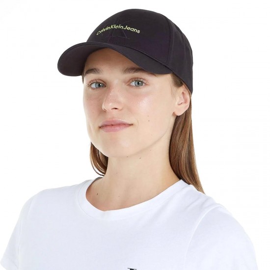 2000520601 Καπέλο calvin klein jeans Jockey canvas μαύρο/λαχανί