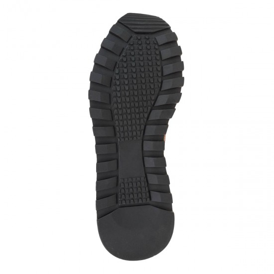 2000520801 Ανδρικό sneakers cazual port δετό δέρμα σταμπωτό μαύρο