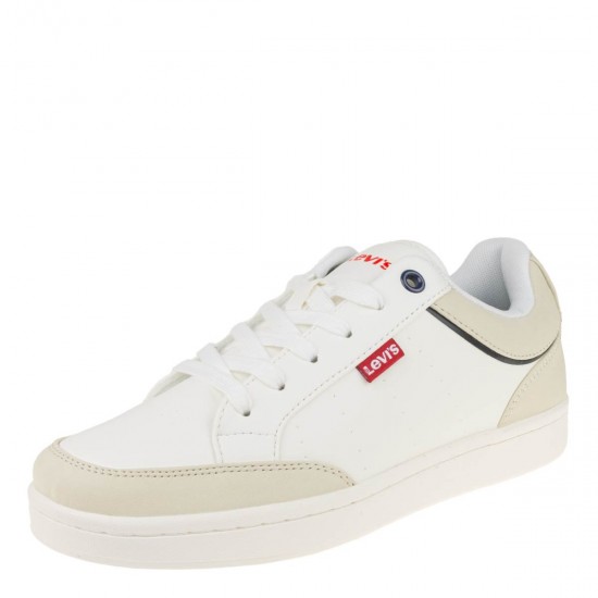 2000521301 Ανδρικό αθλητικό sneakers comfort δετό λευκό/μπέζ