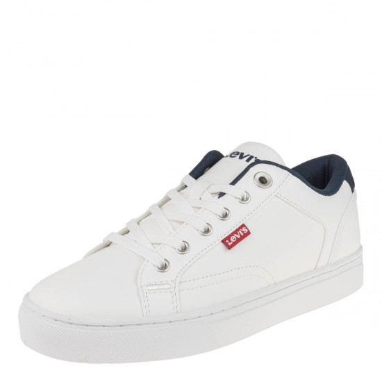 2000521601 Ανδρικό αθλητικό sneakers comfort δετό λευκό/μπλέ