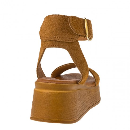 2000523402 Γυναικείο πέδιλο πλατφόρμα δίπατη μεσαία φάσα κάμελ/καστόρι