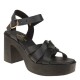 2000524001 Γυναικείο πέδιλο φιάπα τετράγωνο τακούνι πλεκτό μαύρο