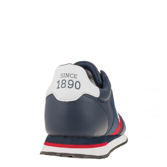 2000527101Ανδρικό αθλητικό sneakers δετό eco suede-nylon μπλέ/κόκκινο